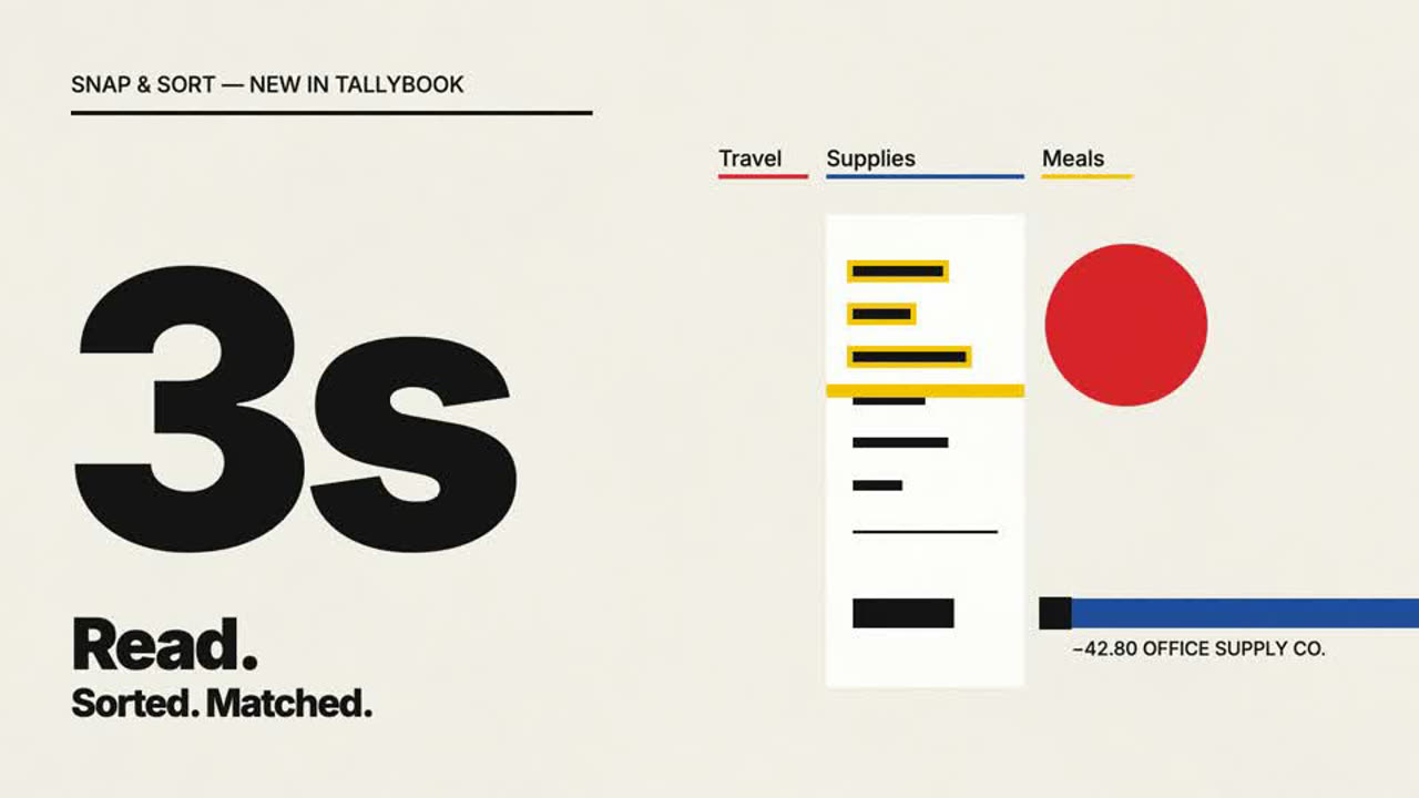 Snap & Sort, a Tallybook product launch — key art