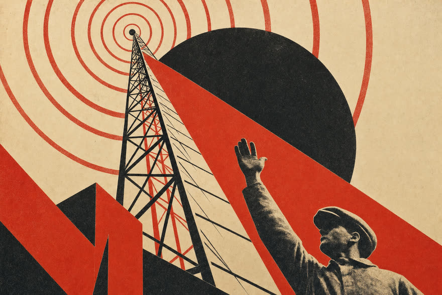 A frame in the Constructivist poster style