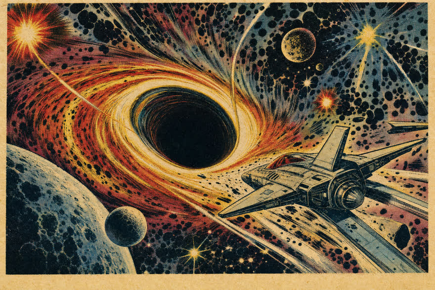 Cosmic comic explainer film style, sample frame