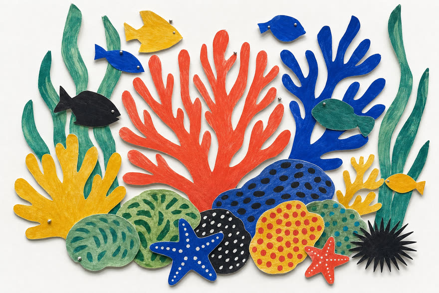 Paper cut-outs explainer film style, sample frame