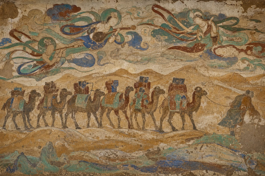 Silk Road cave mural explainer film style, sample frame