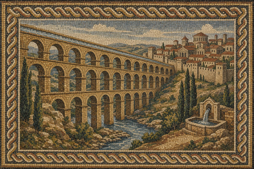 Roman mosaic explainer film style, sample frame