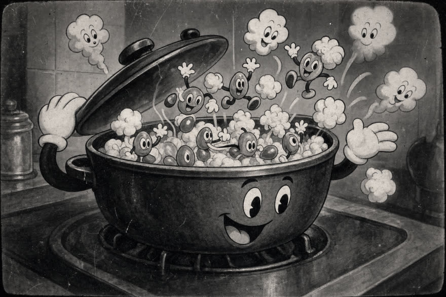 Rubber-hose cartoon explainer film style, sample frame