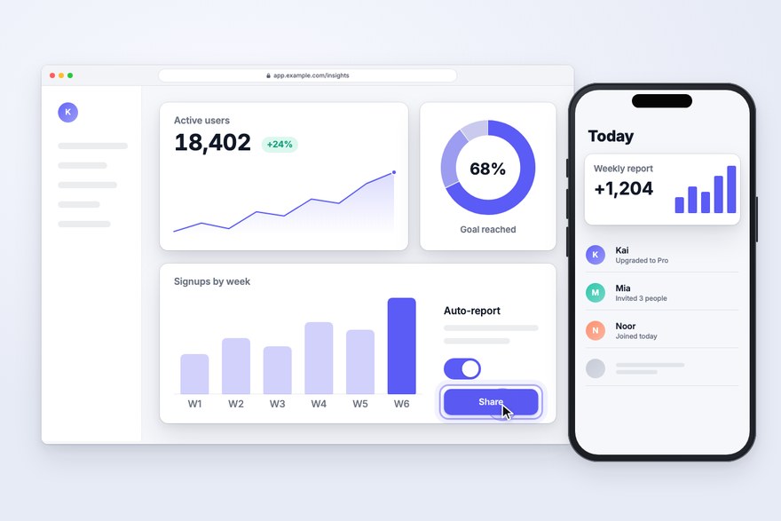 Abstract product UI explainer film style, sample frame